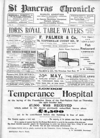 cover page of St. Pancras Chronicle published on November 30, 1906