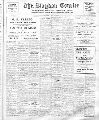 cover page of Blaydon Courier published on November 16, 1929