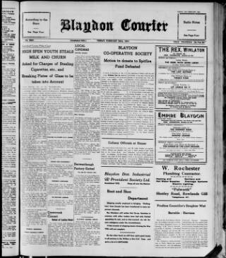 cover page of Blaydon Courier published on February 28, 1941