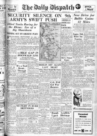 cover page of Daily Dispatch (Manchester) published on February 28, 1945