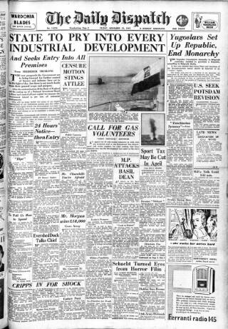 cover page of Daily Dispatch (Manchester) published on November 30, 1945