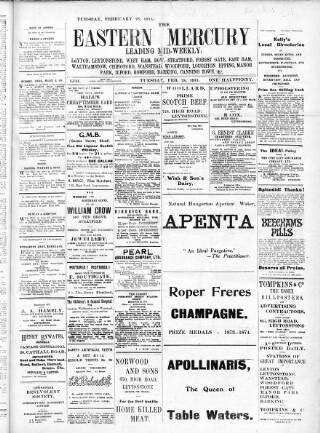 cover page of Eastern Mercury published on February 28, 1911