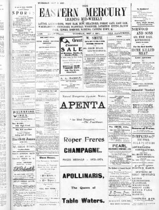 cover page of Eastern Mercury published on September 5, 1911