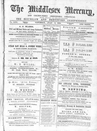 cover page of Middlesex Mercury published on July 6, 1895