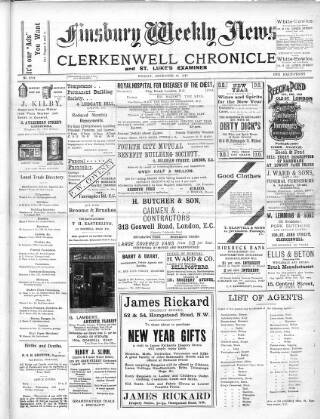 cover page of Finsbury Weekly News and Chronicle published on December 30, 1910