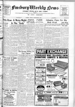 cover page of Finsbury Weekly News and Chronicle published on September 3, 1965