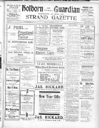 cover page of Holborn and Finsbury Guardian published on December 30, 1910
