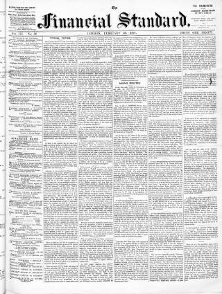 cover page of Financial Standard published on February 28, 1891
