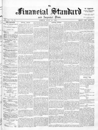 cover page of Financial Standard published on July 25, 1891