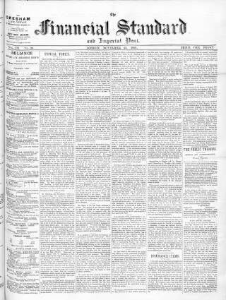 cover page of Financial Standard published on November 21, 1891