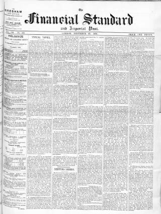 cover page of Financial Standard published on December 26, 1891