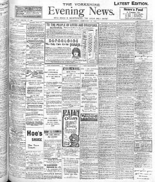cover page of Yorkshire Evening News published on February 28, 1907