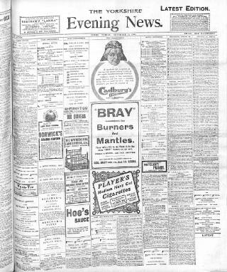 cover page of Yorkshire Evening News published on November 15, 1907