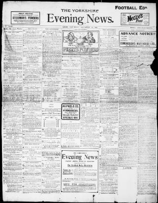 cover page of Yorkshire Evening News published on December 30, 1911