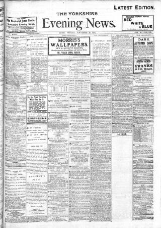 cover page of Yorkshire Evening News published on November 30, 1914