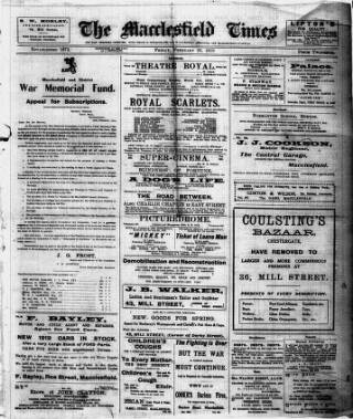 cover page of Macclesfield Times published on February 28, 1919