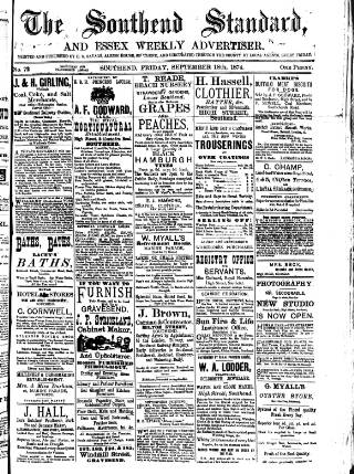 cover page of Southend Standard and Essex Weekly Advertiser published on September 18, 1874