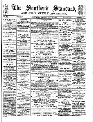 cover page of Southend Standard and Essex Weekly Advertiser published on December 30, 1881