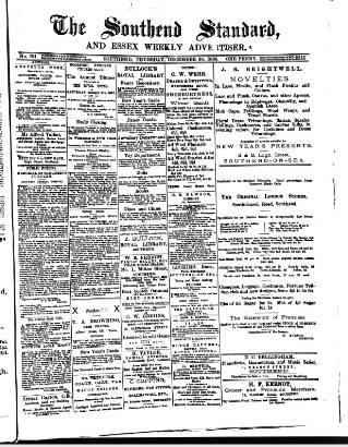 cover page of Southend Standard and Essex Weekly Advertiser published on December 30, 1886