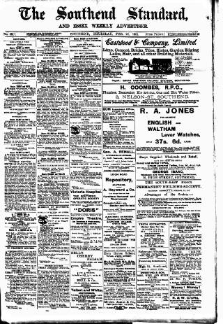 cover page of Southend Standard and Essex Weekly Advertiser published on February 28, 1901