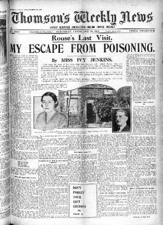 cover page of Thomson's Weekly News published on February 28, 1931