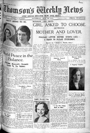 cover page of Thomson's Weekly News published on May 20, 1933