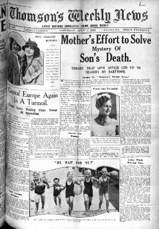 cover page of Thomson's Weekly News published on July 1, 1933