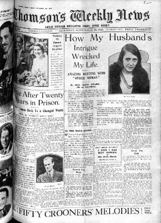 cover page of Thomson's Weekly News published on September 23, 1933