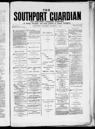 cover page of Southport Guardian published on December 30, 1882