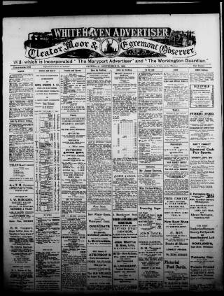 cover page of Whitehaven Advertiser and Cleator Moor and Egremont Observer published on September 18, 1909