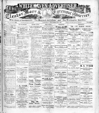 cover page of Whitehaven Advertiser and Cleator Moor and Egremont Observer published on November 30, 1918