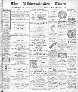 cover page of Kidderminster Times and Advertiser for Bewdley & Stourport published on November 15, 1902