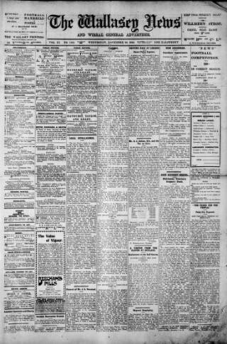 cover page of Wallasey News and Wirral General Advertiser published on November 30, 1910
