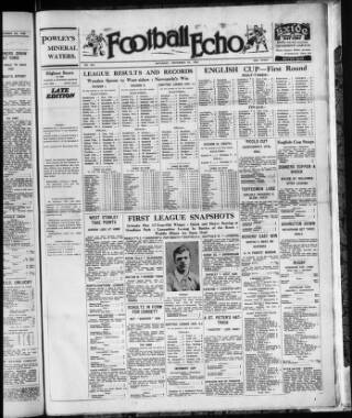 cover page of Football Echo (Sunderland) published on November 30, 1929