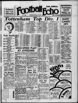 cover page of Football Echo (Sunderland) published on December 30, 1950