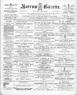 cover page of Harrow Gazette published on February 28, 1903
