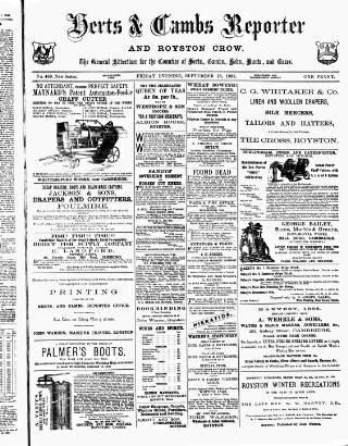 cover page of Herts & Cambs Reporter & Royston Crow published on September 18, 1885