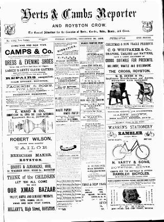 cover page of Herts & Cambs Reporter & Royston Crow published on December 30, 1898