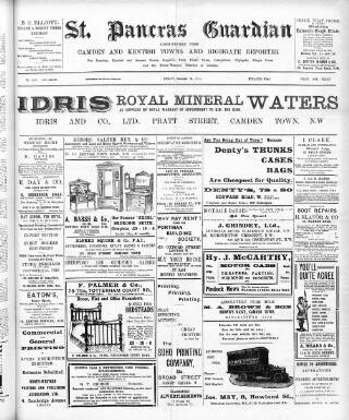 cover page of St. Pancras Guardian and Camden and Kentish Towns Reporter published on November 15, 1912