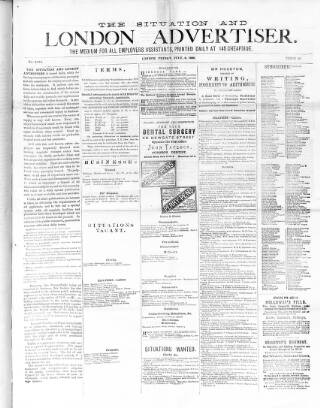 cover page of Situation and London Advertiser published on July 6, 1888