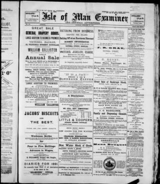 cover page of Isle of Man Examiner published on February 28, 1891