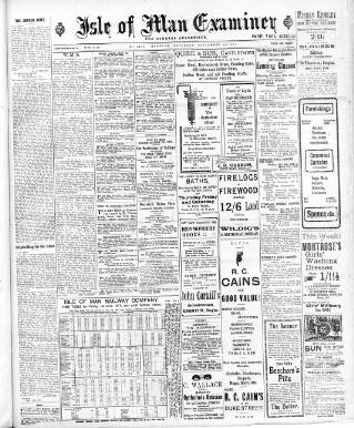 cover page of Isle of Man Examiner published on September 29, 1917