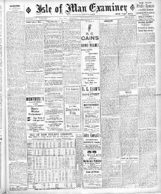 cover page of Isle of Man Examiner published on November 17, 1917