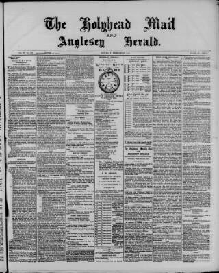cover page of Holyhead Mail and Anglesey Herald published on February 28, 1885