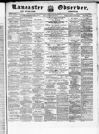 cover page of Lancaster Observer and Morecambe Chronicle published on May 29, 1874