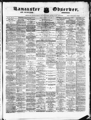 cover page of Lancaster Observer and Morecambe Chronicle published on July 6, 1877