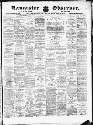cover page of Lancaster Observer and Morecambe Chronicle published on November 30, 1877