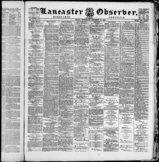 cover page of Lancaster Observer and Morecambe Chronicle published on November 15, 1889