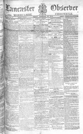 cover page of Lancaster Observer and Morecambe Chronicle published on February 28, 1919
