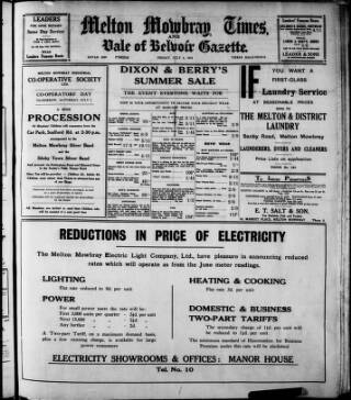 cover page of Melton Mowbray Times and Vale of Belvoir Gazette published on July 6, 1934
